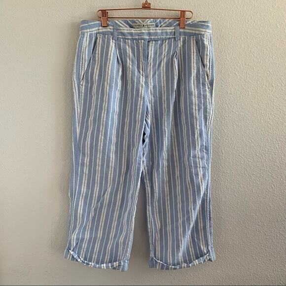 Tommy Hilfiger Pants - Tommy Hilfiger Dana Fit Blue and White Crop Striped Pants 10